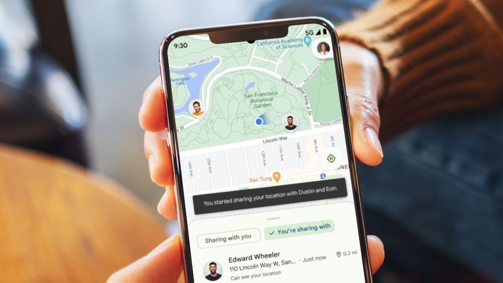 Smartphone screen showing Bluetooth tracker location on map with privacy warning notification